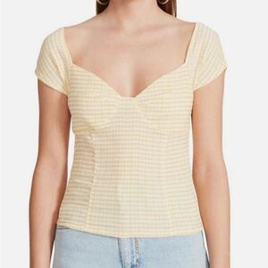 Steve Madden NWT Gingham To Me Knit Top in sunshine size S